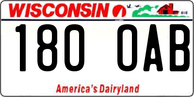 WI license plate 180OAB