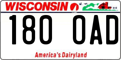 WI license plate 180OAD