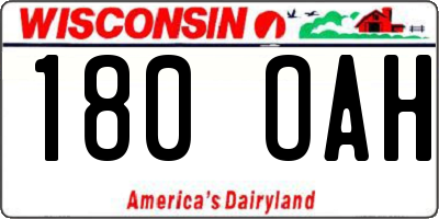 WI license plate 180OAH