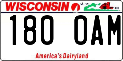 WI license plate 180OAM