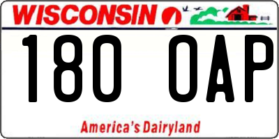 WI license plate 180OAP