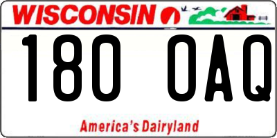 WI license plate 180OAQ