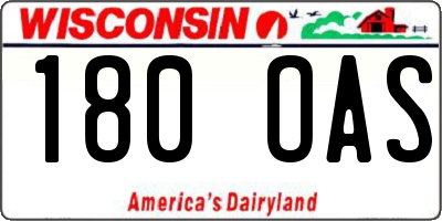 WI license plate 180OAS