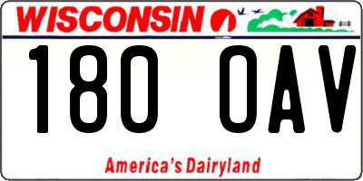 WI license plate 180OAV