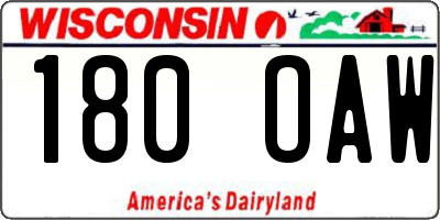 WI license plate 180OAW