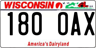 WI license plate 180OAX
