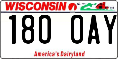 WI license plate 180OAY