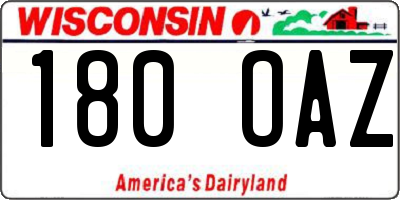 WI license plate 180OAZ