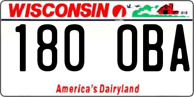 WI license plate 180OBA