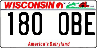 WI license plate 180OBE