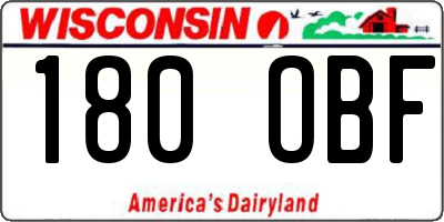 WI license plate 180OBF