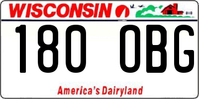 WI license plate 180OBG