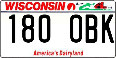 WI license plate 180OBK