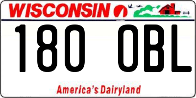 WI license plate 180OBL