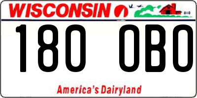WI license plate 180OBO