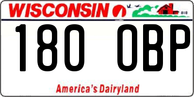 WI license plate 180OBP