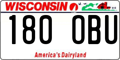 WI license plate 180OBU