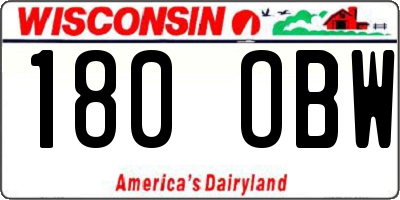 WI license plate 180OBW