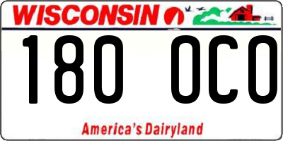 WI license plate 180OCO