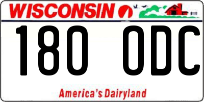 WI license plate 180ODC