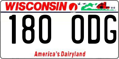 WI license plate 180ODG
