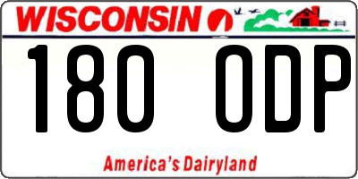 WI license plate 180ODP