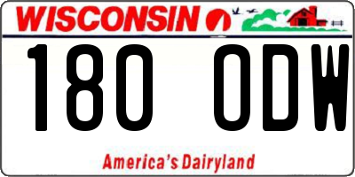 WI license plate 180ODW