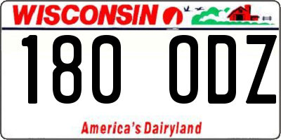 WI license plate 180ODZ