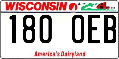 WI license plate 180OEB