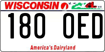 WI license plate 180OED