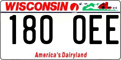 WI license plate 180OEE