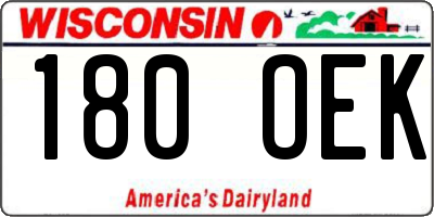 WI license plate 180OEK
