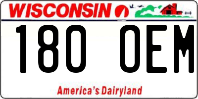 WI license plate 180OEM