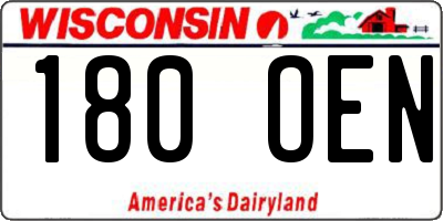 WI license plate 180OEN