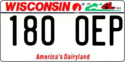 WI license plate 180OEP