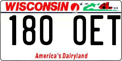 WI license plate 180OET