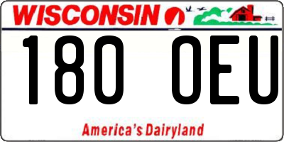 WI license plate 180OEU