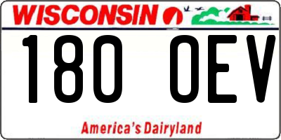 WI license plate 180OEV