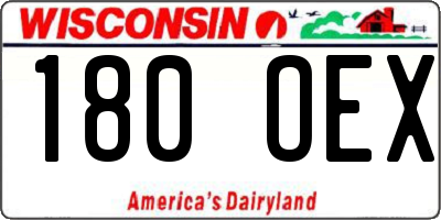 WI license plate 180OEX