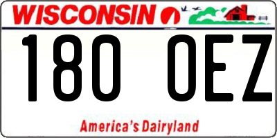 WI license plate 180OEZ