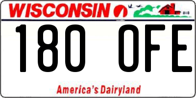 WI license plate 180OFE