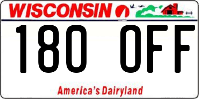 WI license plate 180OFF