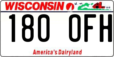 WI license plate 180OFH
