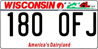 WI license plate 180OFJ