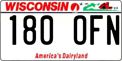 WI license plate 180OFN