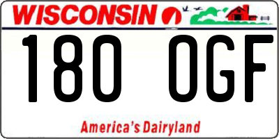 WI license plate 180OGF