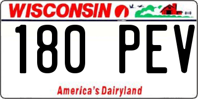 WI license plate 180PEV
