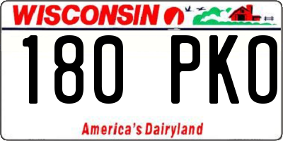 WI license plate 180PKO