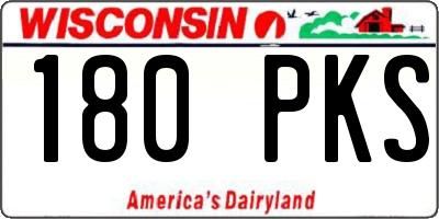 WI license plate 180PKS