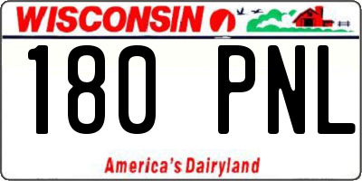 WI license plate 180PNL